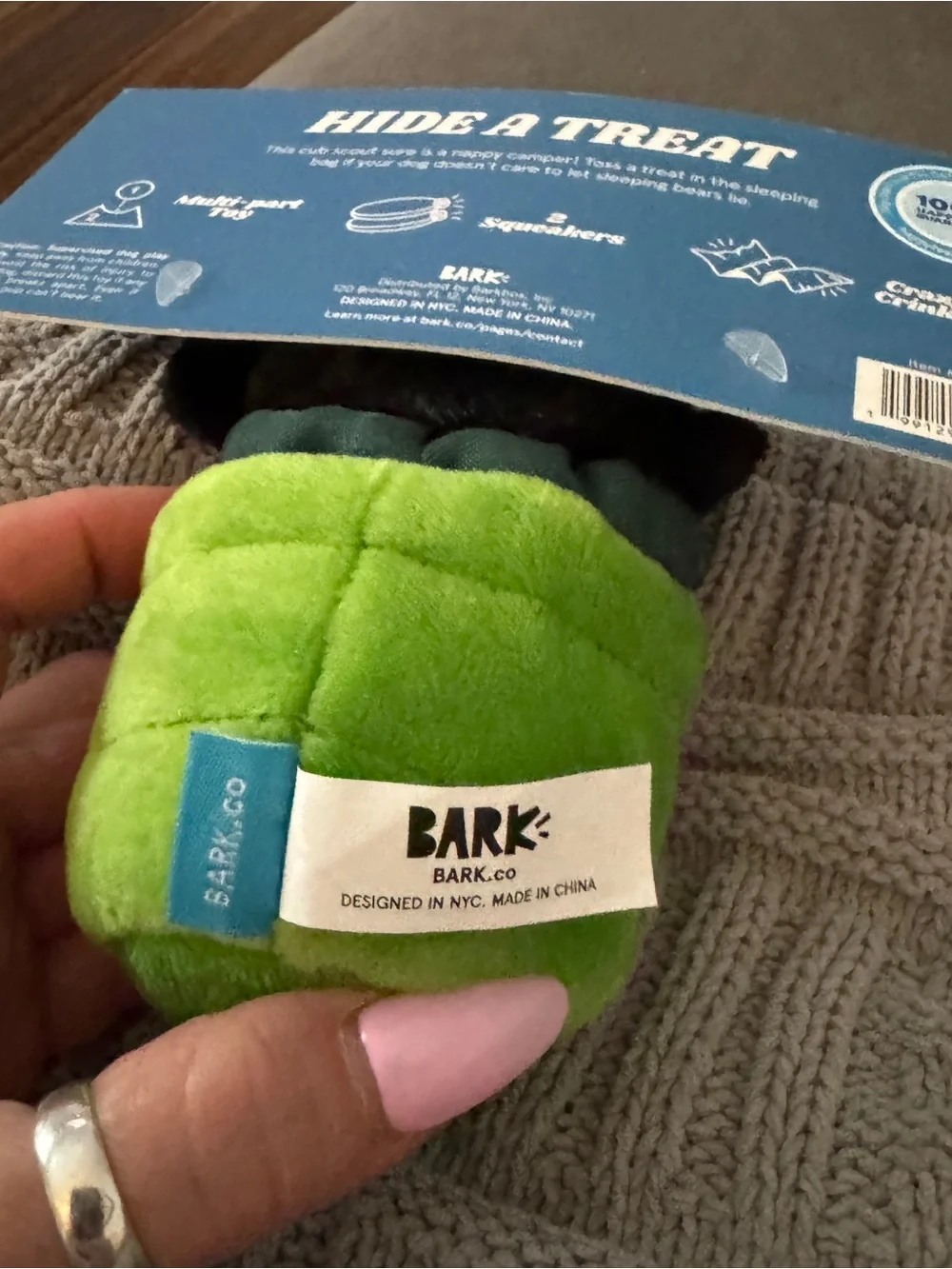 Bark ‘Cubby Roll’ Black Bear Plush Dog Toy